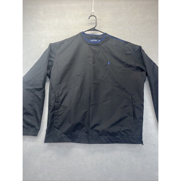 Ralph Lauren Polo Golf Windbreaker Mens M Black Side Zip Pullover Track Jacket - Picture 1 of 16